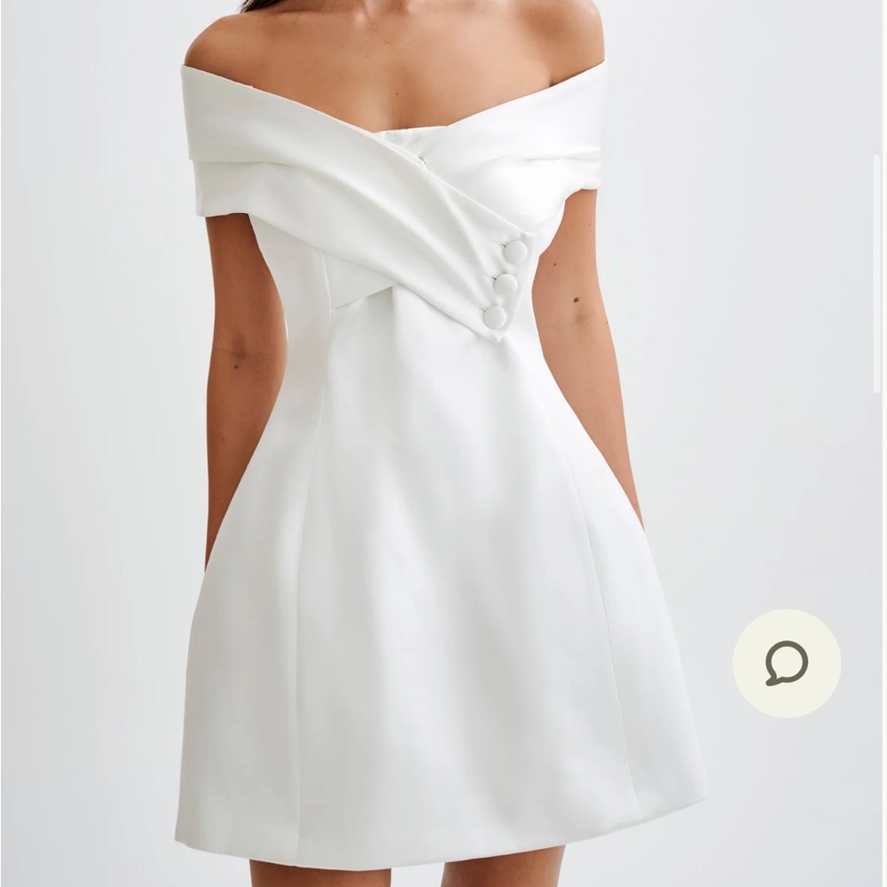 Meshki White Asymmetrical Wrap Mini Dress